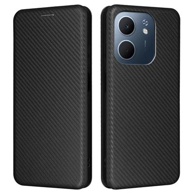 For Oppo A5x 5G  /  4G Case Carbon Fiber Texture Drop-Proof PU Leather Phone Cover - Black