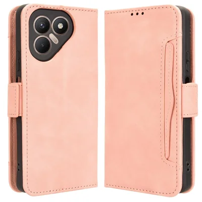 For TECNO Pova 7 4G Leather Case Phone Wallet Cover with Multiple Card Slots - Pink