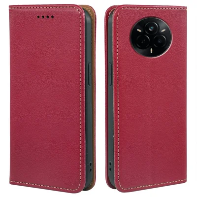 For Realme 14 Pro 5G Case Wallet RFID Blocking Leather Phone Cover Strong Magnetic Closure - Red