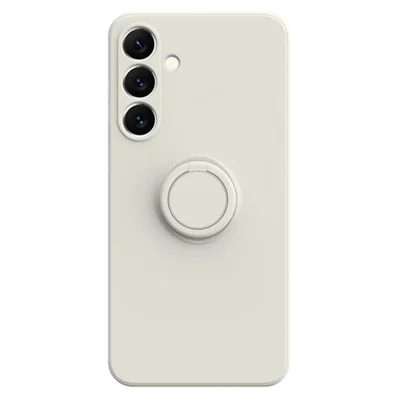 Samsung Galaxy A55 5G-hoesje met ringhouder, voetsteun en rubberachtig TPU-hoesje - Wit