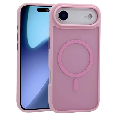 For iPhone Air Magnetic Case Skin Touch TPU Acrylic Phone Back Cover - Pink