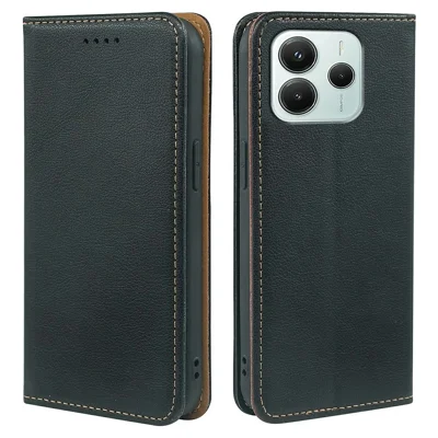 For Xiaomi Redmi Note 14 4G (164.84mm) Case Wallet RFID Blocking Leather Phone Cover Strong Magnetic Closure - Black