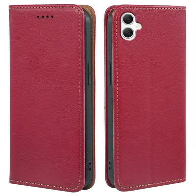For Samsung Galaxy A06 4G Case Wallet RFID Blocking Leather Phone Cover Strong Magnetic Closure - Red