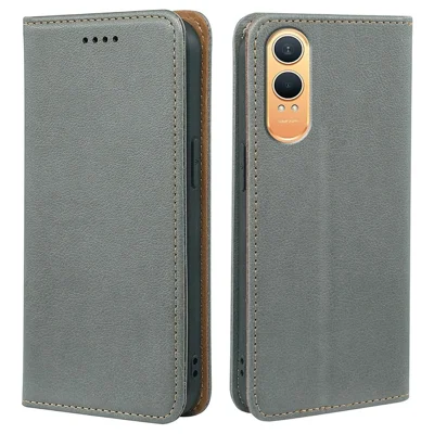 For OnePlus Nord CE4 Lite 5G Case Wallet RFID Blocking Leather Phone Cover Strong Magnetic Closure - Grey