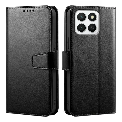 Voor Honor X8c 4G hoesje standaard kaarthouder portemonnee lederen telefoonhoes - Zwart