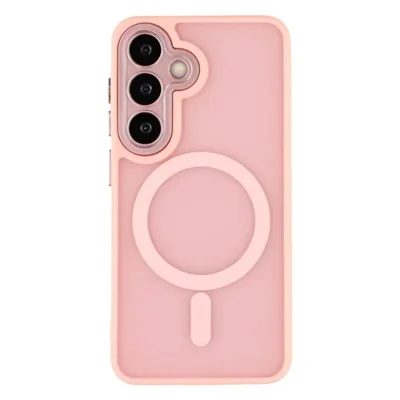 WANLONFENG For Samsung Galaxy S24 FE Back Cover Magnetic Case  QB1 Series PC TPU Shockproof Phone Case - Pink
