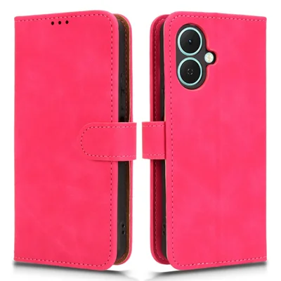 For TECNO Spark Go 2 4G Leather Case Skin Feel Anti Drop Wallet Flip Phone Cover - Rose
