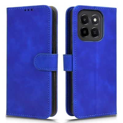 For Honor X6c 4G Leather Case Skin Feel Anti Drop Wallet Flip Phone Cover - Blue