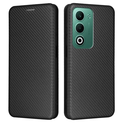 For Oppo A5 5G  /  4G Case Carbon Fiber Texture Drop-Proof PU Leather Phone Cover - Black