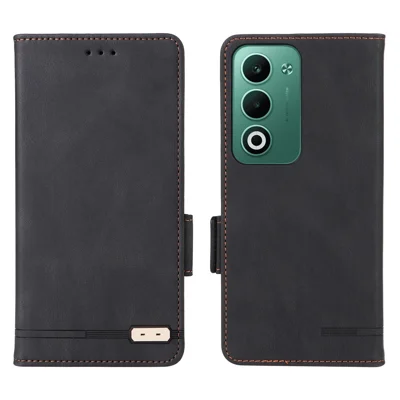 For Oppo A5 5G  /  4G Case Leather Wallet Flip Phone Cover with Hardware Decor - Black