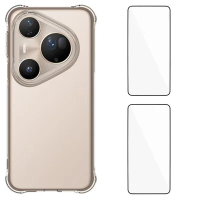 WANLONFENG For Huawei Pura 80 Ultra TPU Case  WL2 Series 2.0mm Phone Cover with 2Pcs Tempered Glass Films - Transparent