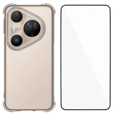 WANLONFENG For Huawei Pura 80 Ultra Case  WL Series 2.0mm TPU Phone Cover with Tempered Glass Film - Transparent