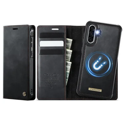 CASEME For Samsung Galaxy A36 5G Magnetic Case  C49 RFID Blocking Detachable Wallet Leather Phone Cover - Black