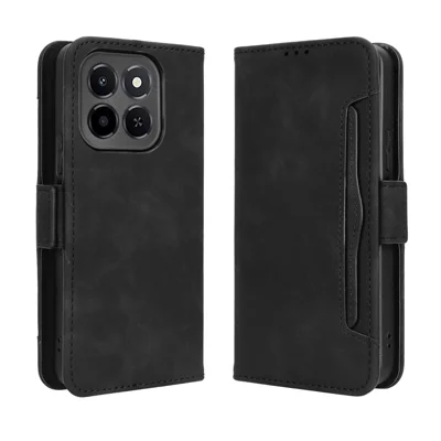 Voor Honor X6c 4G Leren Hoesje Telefoonportemonnee met Meerdere Kaarthouders - Zwart