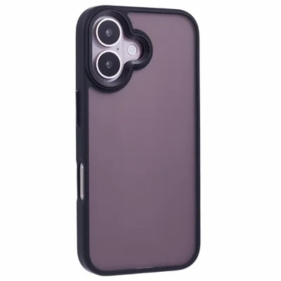 For iPhone 17 Case Shockproof TPU + PC Phone Back Cover with Metal Buttons - Black