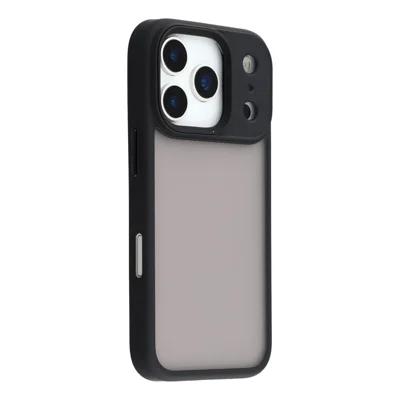 For iPhone 18 Pro / 17 Pro Case Shockproof TPU + PC Phone Back Cover with Metal Buttons - Black