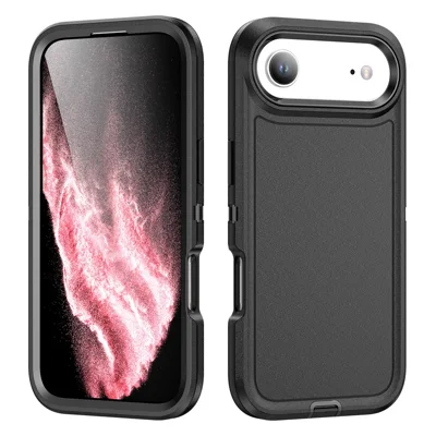 For iPhone Air Case PC + Silicone + EVA 3 in 1 Schokbestendige Telefoonhoes - Zwart + Zwart