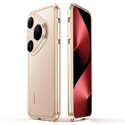 Voor Huawei Pura 80 Pro / 80 Pro+ Bumpercase Metalen Frame Telefoonhoes met Cameralensbeschermer - Goud / Zilver