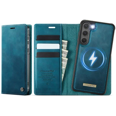 CASEME For Samsung Galaxy S23 Case  C49 Magnetic Case RFID Blocking Detachable Wallet Leather Phone Cover - Green
