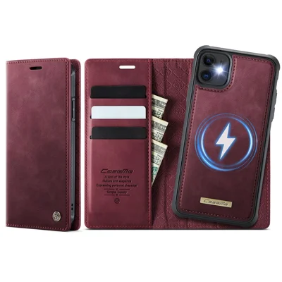 CASEME For iPhone 11 Case  C49  Compatible with MagSafe RFID Blocking Detachable Wallet Leather Phone Cover - Red