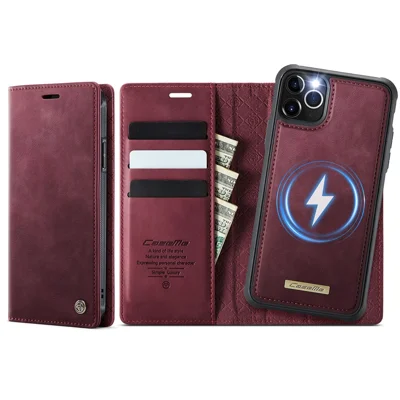 CASEME For iPhone 11 Pro Max Case  C49  Compatible with MagSafe RFID Blocking Detachable Wallet Leather Phone Cover - Red