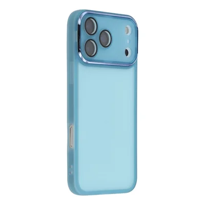 For iPhone 18 Pro / 17 Pro Case Electroplated Camera Frame TPU Phone Cover - Transparent Blue