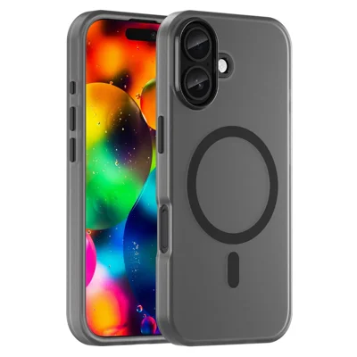Hoesje voor iPhone 17 Compatibel met MagSafe TPU + PC Dun Mat Translucent Telefoonhoesje - Zwart