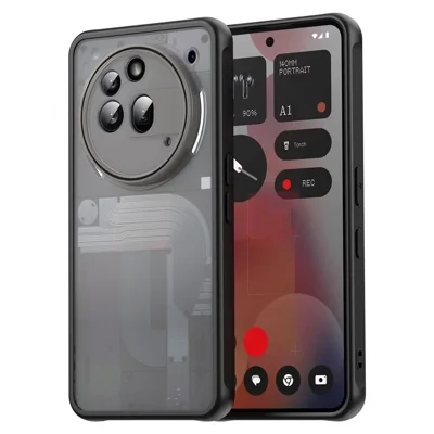 For Nothing Phone (3a) Pro Case Drop Proof Airbags Frosted Translucent PC + TPU Phone Back Cover - Black