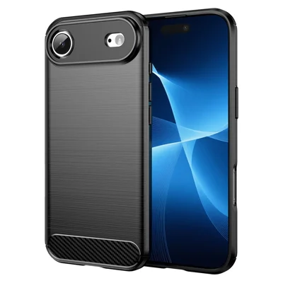 For iPhone Air Case Protective Phone Cover Carbon Fiber Texture Brushed - Black