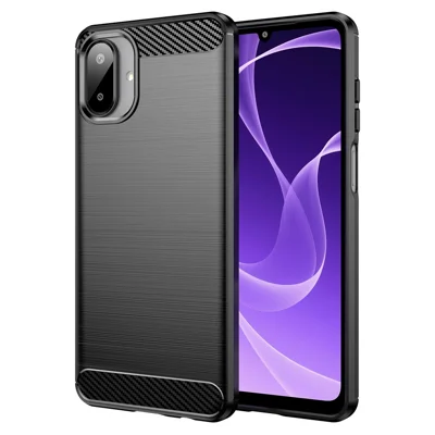 For Samsung Galaxy A07 4G Case Protective Phone Cover Carbon Fiber Texture Brushed - Black