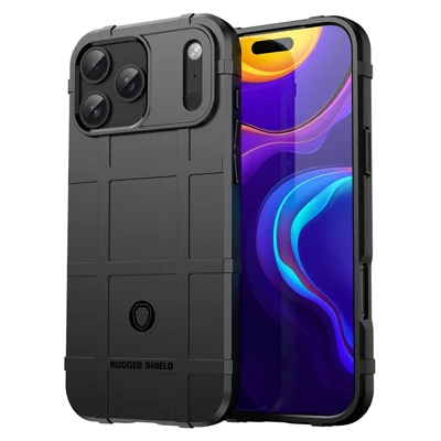 For iPhone 17 Pro Max Case Grid Design Soft TPU Scratch-Proof Phone Cover - Black