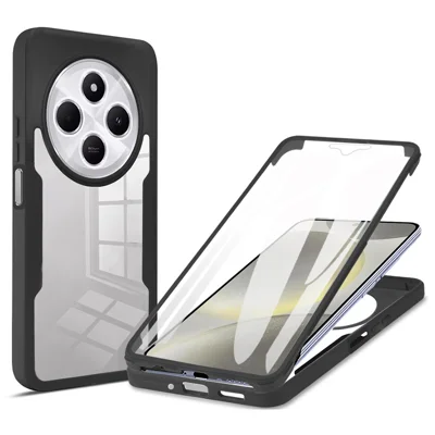 Phone Case For Xiaomi Redmi 14C 4G / 14R 5G / A4 5G / Poco C75 4G , Acrylic + TPU Clear Cover with PET Screen Film - Black