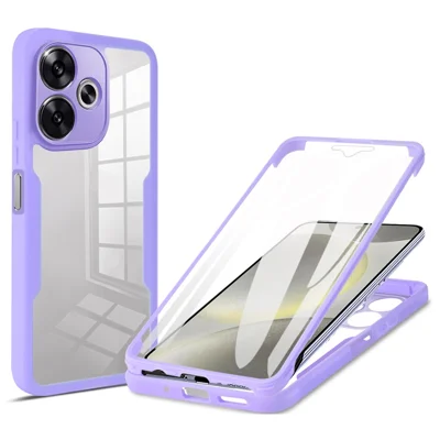 Phone Case For Xiaomi Redmi 13 4G / 5G / Note 13R 5G / Poco M6 4G / Poco M6 Plus 5G , Acrylic + TPU Clear Cover with PET Screen Film - Purple