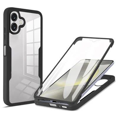 For Samsung Galaxy A08 5G / A08 4G / A07 4G Case Acrylic + TPU Clear Phone Cover with PET Screen Film - Black