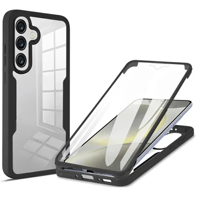 For Samsung Galaxy A36 5G / A56 5G Case Acrylic + TPU Clear Phone Cover with PET Screen Film - Black