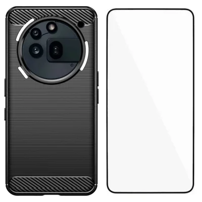 WANLONFENG For Nothing Phone (3a) Pro Case with Screen Film  LS Series Big Lens Hole Brushed Texture TPU Phone Cover - Black