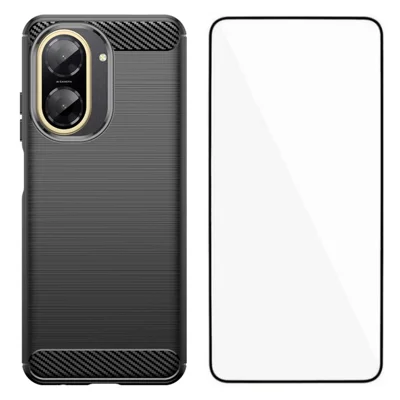 WANLONFENG For Xiaomi Redmi A5 NFC (EU) (173.45mm) Case with Screen Film  LS Series Big Lens Hole Brushed Texture TPU Phone Cover - Black