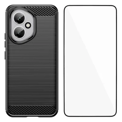 WANLONFENG For Honor 400 5G (Global) Case with Screen Film  LS Series Big Lens Hole Brushed Texture TPU Phone Cover - Black