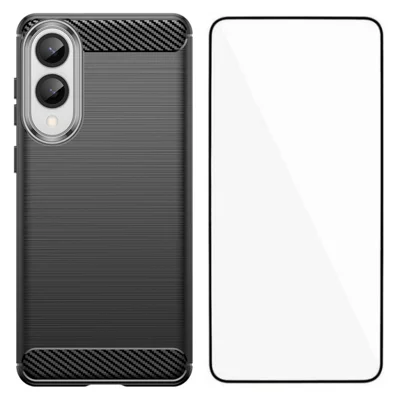 WANLONFENG For Samsung Galaxy S25 Edge Case with Screen Film  LS Series Big Lens Hole Brushed Texture TPU Phone Cover - Black
