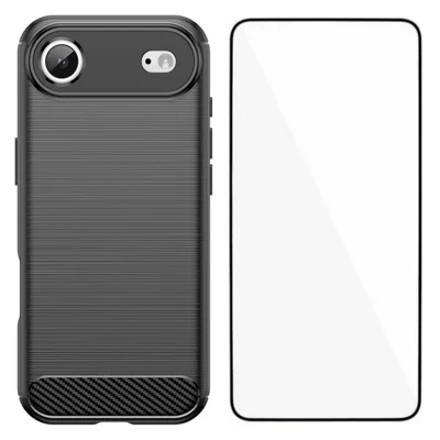 For iPhone Air Case med tempered glass WANLONFENG LS Series brushed texture TPU Phone Cover - Sort