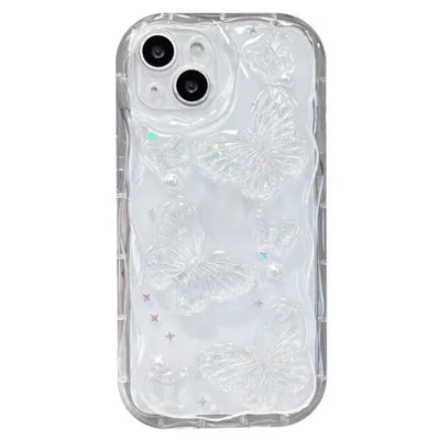 For iPhone 13 Case Pearl Butterfly Design Clear TPU Phone Cover