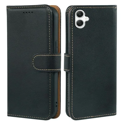 For Samsung Galaxy A08 5G / A08 4G / A07 4G / A07s 4G Case RFID Blocking Wallet Litchi Texture Leather Phone Cover Magnetic Clasp - Black