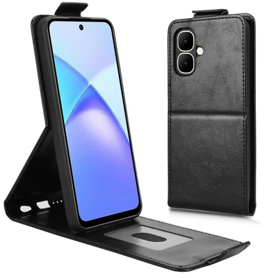 For TECNO Pop 10  /  Infinix Smart 10 Stand Case Magnetic Clasp Vertical Flip Leather Phone Cover with Card Holder - Black