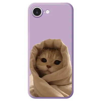 For iPhone 17e / 16e Case Wrapped Cat Pattern Printing Straight Edge TPU Phone Back Cover - Purple