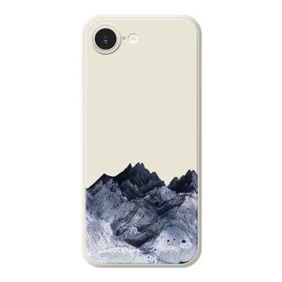 For iPhone 17e / 16e Case Black Mountain Pattern Printing Straight Edge TPU Phone Back Cover - Beige