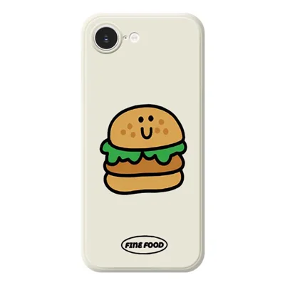 For iPhone 17e / 16e Case Hamburger Pattern Printing Straight Edge TPU Phone Back Cover - Beige