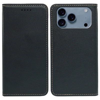 For iPhone 17 Pro Case Wallet RFID Blocking Leer Telefoonhoes met Sterke Magnetische Sluiting - Zwart