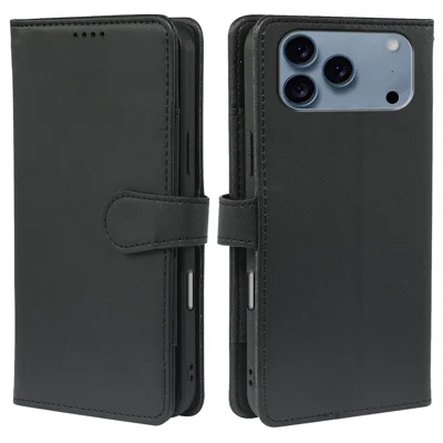 For iPhone 17 Pro Max Case with 9 Card Slots PU Leather Stand Phone Cover - Black