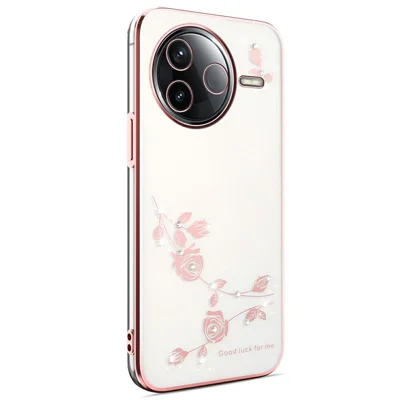 KADEM For Xiaomi Poco F7 Ultra 5G / Redmi K80 Pro 5G Case Flower Rhinestone Decor TPU Phone Cover - Rose Gold