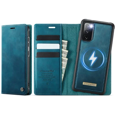 CASEME For Samsung Galaxy S20 FE 5G Case  C49 Magnetic Case RFID Blocking Detachable Wallet Leather Phone Cover - Green